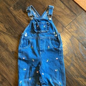 EUC denim embroidered overalls 24m size